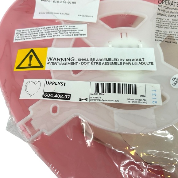 NIP IKEA UPPLYST LED Wall Lamp Heart Pink NEW - Picture 8 of 10